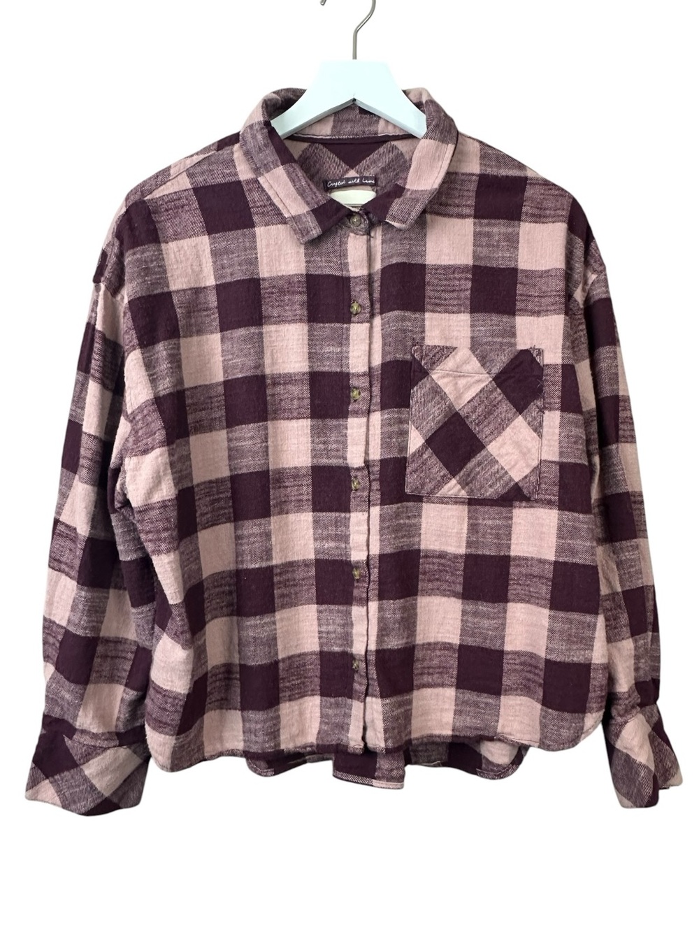 Scotch And Soda Amsterdam Plaid Button Down Crop Flannel Shirt Women Sz L